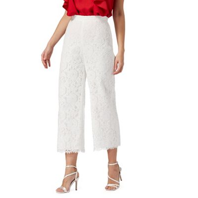 Ivory floral lace trousers